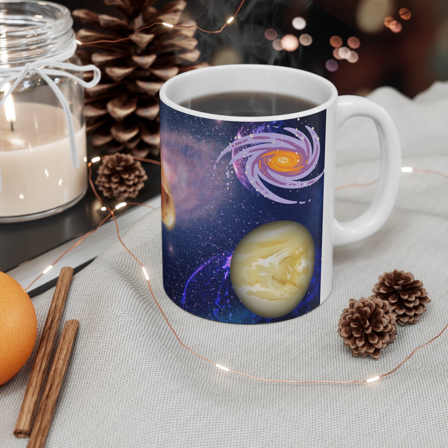 White Ceramic Mug, 11oz (Space)