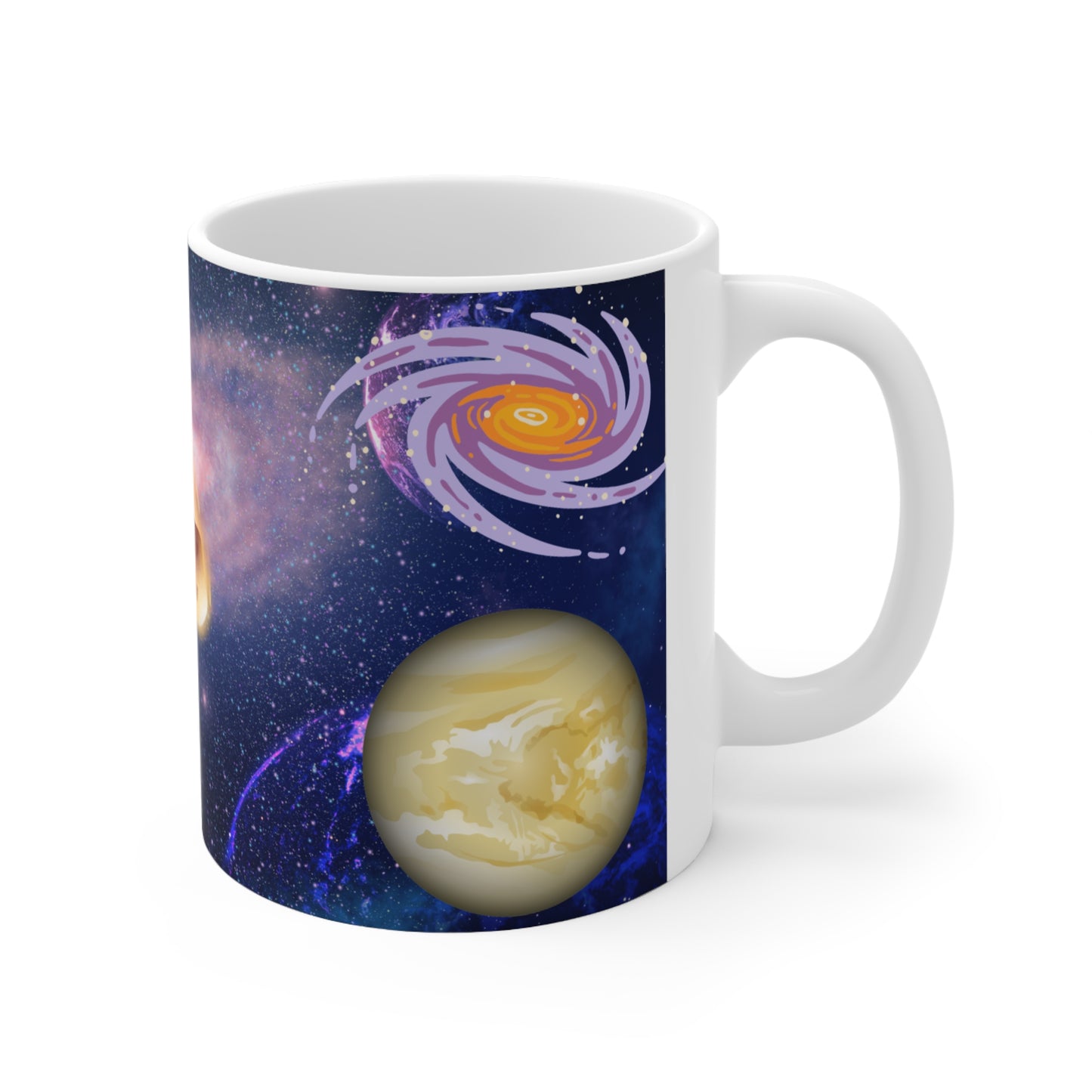 White Ceramic Mug, 11oz (Space)